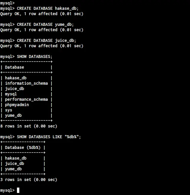 Create Database and Show List Database on MySQL Server