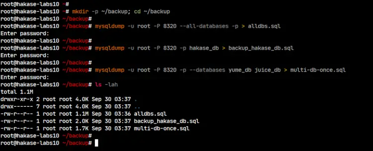 Basic Usage of mysqldump command utility for Backup Databases