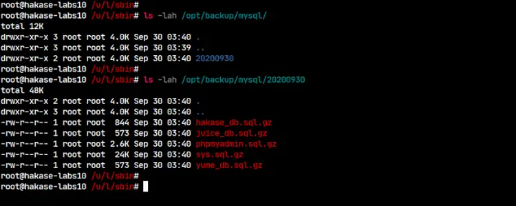 Database Backup Generated by the Bash Script