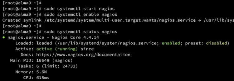 start verify nagios