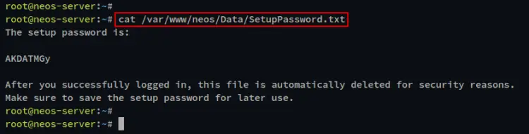 password setup neos