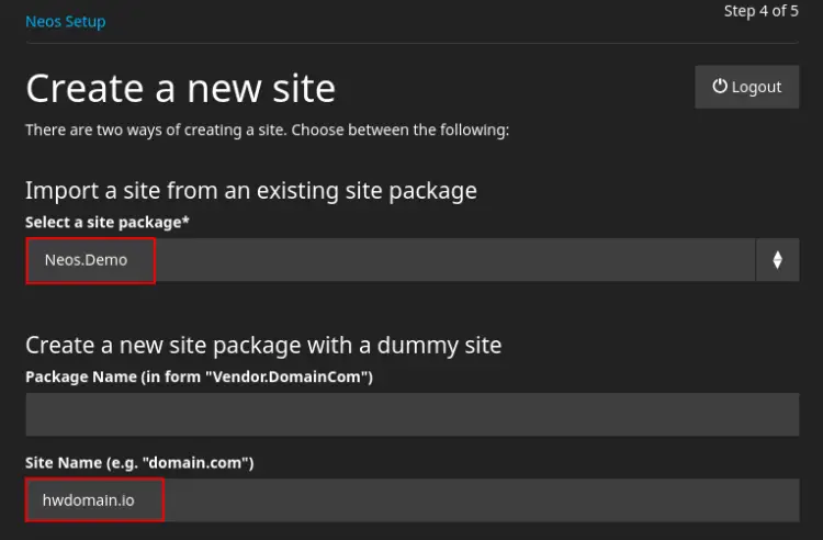 site configuration