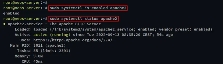 check apache2