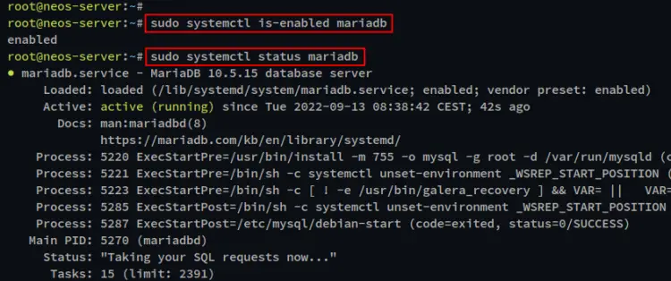 check mariadb