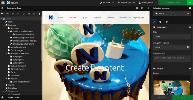 Neos CMS backend