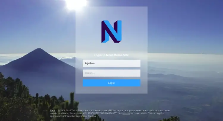 Neos admin login