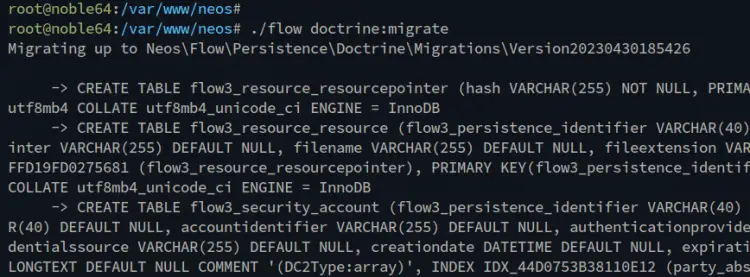 migrate database