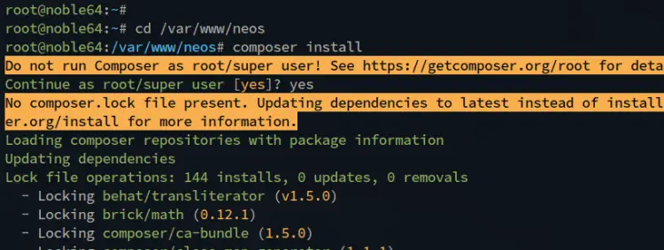 install php dependencies with composer