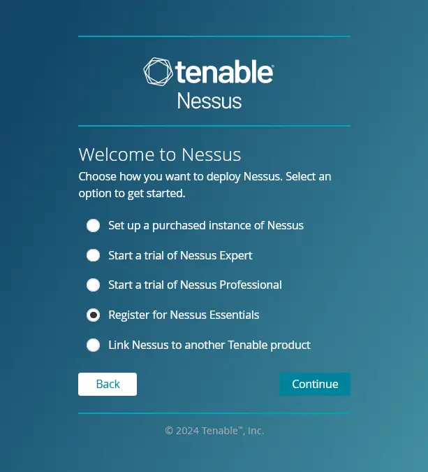 register for Nessus Essentials