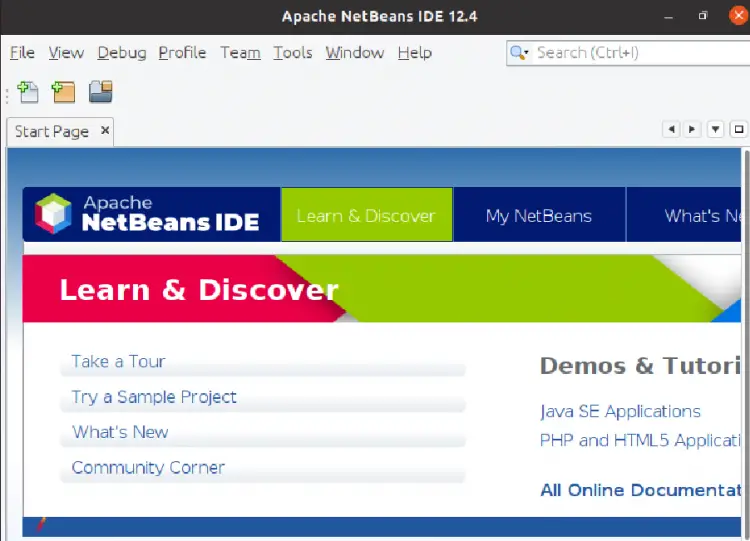 Apcahe netbeans IDE interface