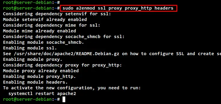 enable apache2 modules