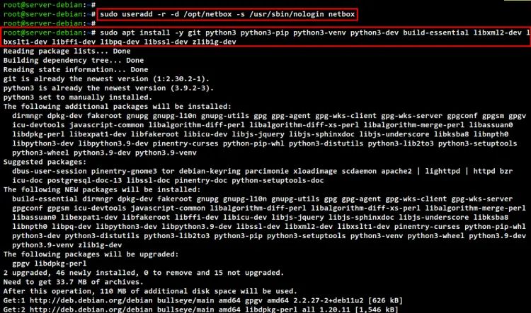 create user download netbox install dependencies