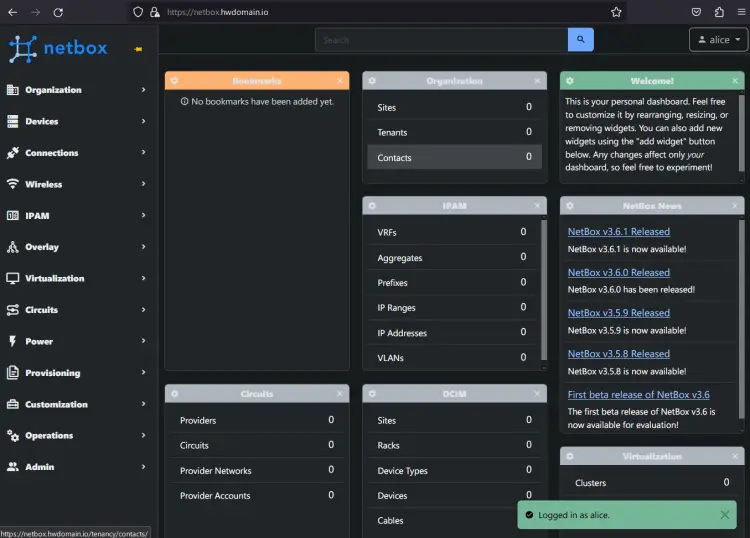 netbox dashboard