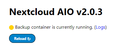 Nextcloud AIO Backup Container Progress