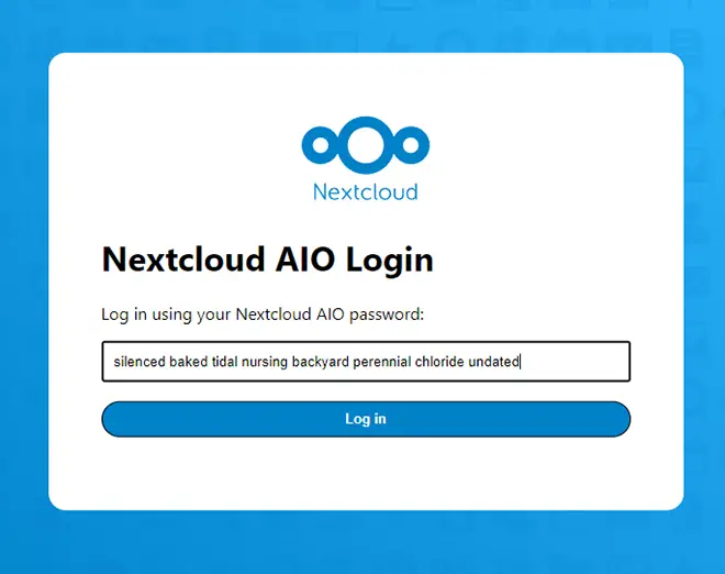 Nextcloud AIO Login Page