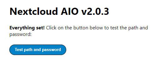 Nextcloud AIO Test Backup Path and Password