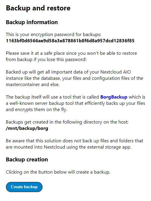 Nextcloud Backup Details