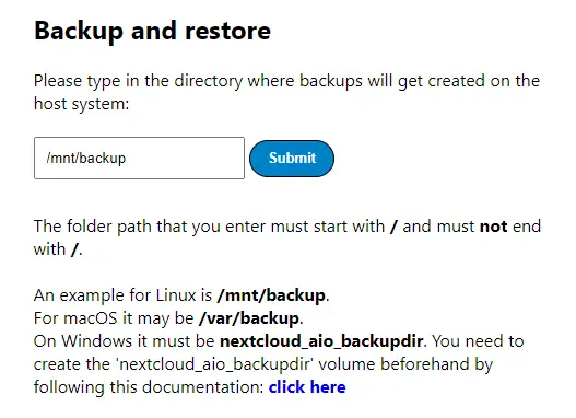 Create Nextcloud Backup