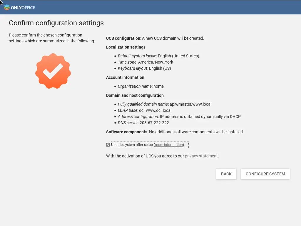 Configure in setting