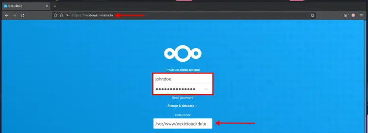 Create Admin Account Nextcloud