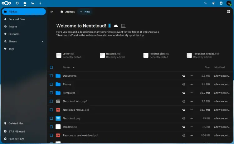 nextcloud dashboard