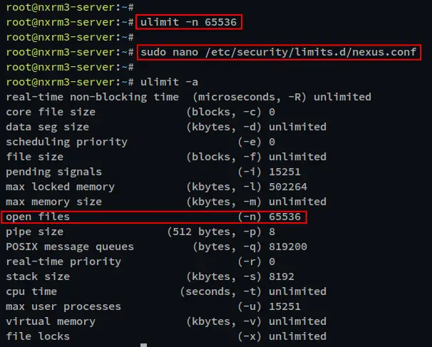 setup ulimit