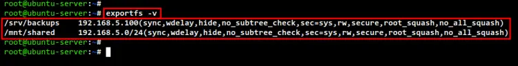 check nfs shared directory