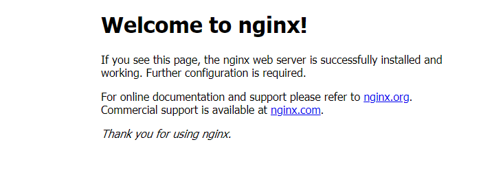 default Nginx landing page