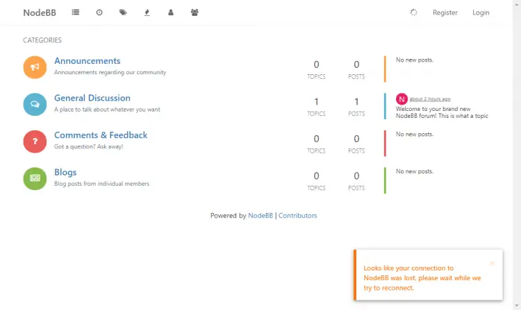 NodeBB Default Homepage