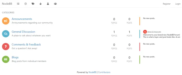NodeBB Forum Homepage