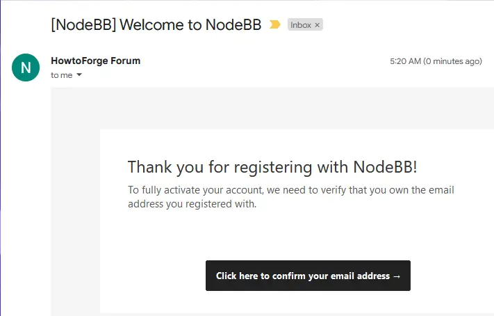 NodeBB Forum Test Email