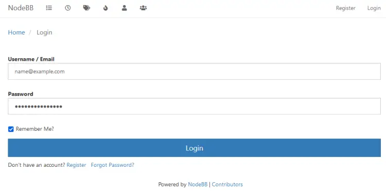 NodeBB Login Page