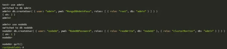 create mongodb user and database