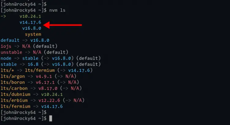 Check Node.js Installled on the System with nvm