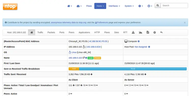 Ntopng hosts details