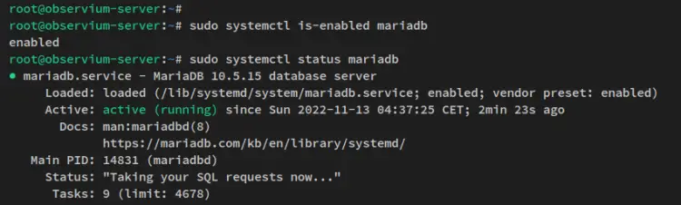 check mariadb