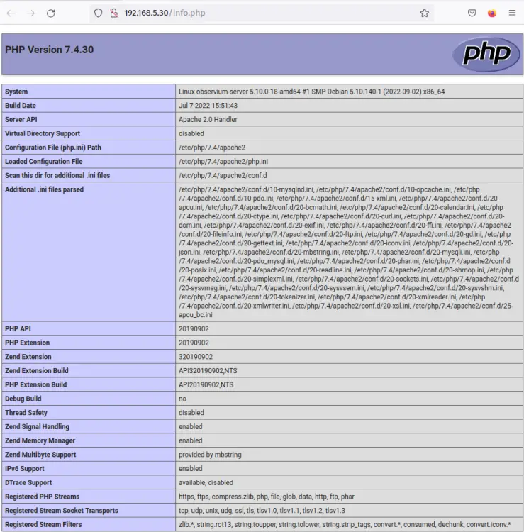 phpinfo
