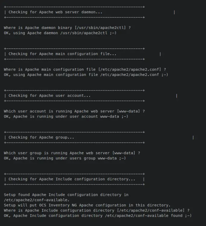 check apache configurations
