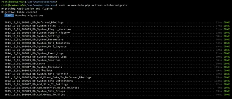 migrate database