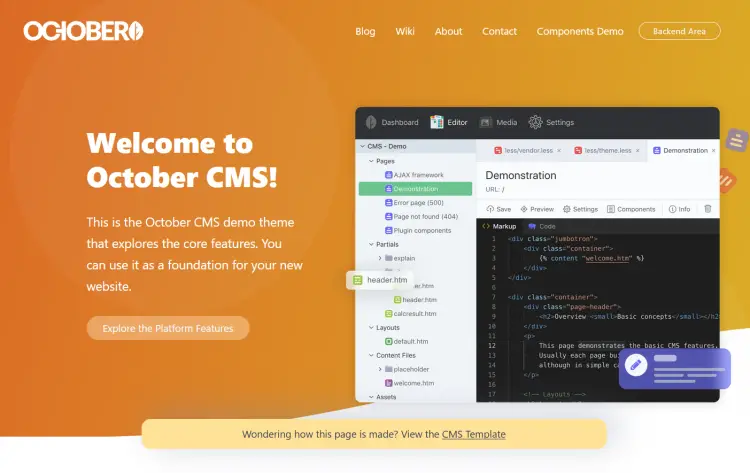 october cms homepage