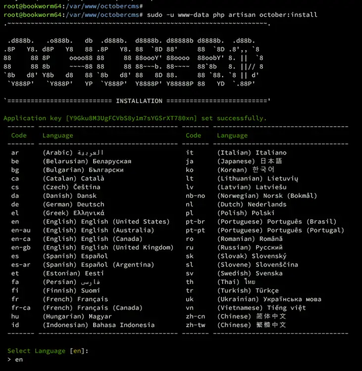 october cms install