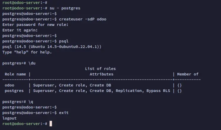 create postgresql role