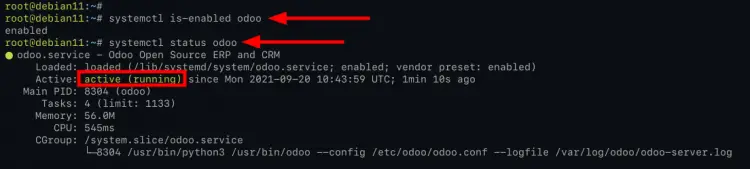Verify Odoo service status