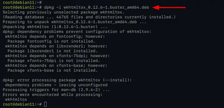 Installing wkhtmltopdf package