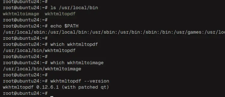 check wkhtmltopdf