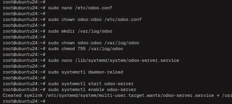 setup odoo service
