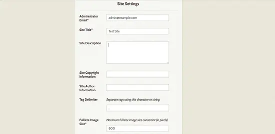 Site settings