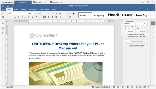 ONLYOFFICE Desktop Editors 5.1