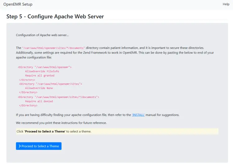 OpenEMR Apache settings