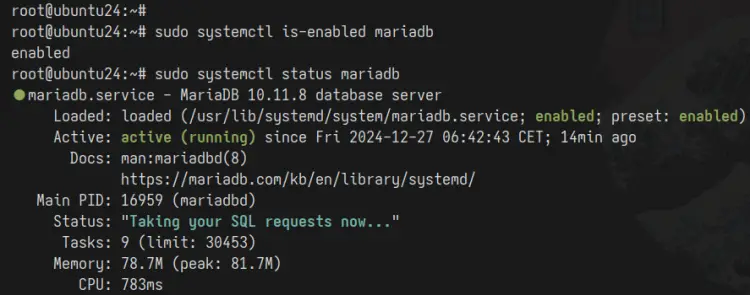 check mariadb